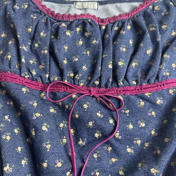 Pasta Japan Floral Lace Bow Baby Cami Tank Top XS Coquette Fairy Ditsy Floral - Picture 6 of 10